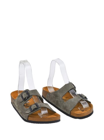Moosefield Leder-Pantoletten in Khaki