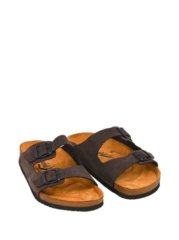 Moosefield Leren slippers bruin