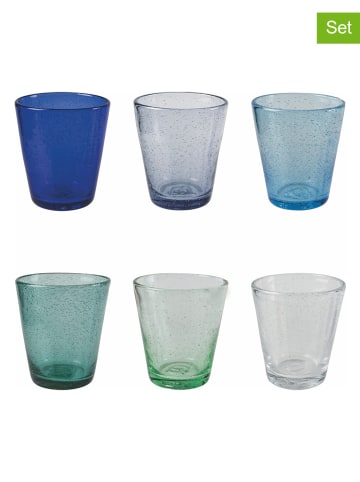 Villa d´Este 6-delige set: glazen "Cancun" blauw - 330 ml