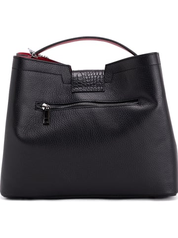 Mia Tomazzi Leren handtas zwart - (B)31 x (H)26 x (D)13 cm