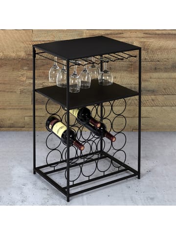 Rétro Chic Weinregal in Schwarz - (B)45 x (H)70 x (T)35 cm