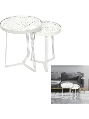 Rétro Chic Set van twee bijzettafels "Wild" wit