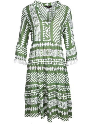 Zwillingsherz Sukienka "Indira" w kolorze zielono-białym