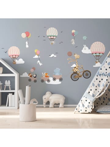 Ambiance Wandsticker "Animals and hot air balloons in the clouds"