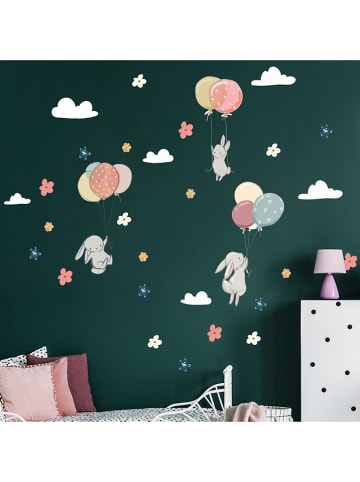 Ambiance Tatuaż ścienny "Rabbits in the sky and flying balloons"