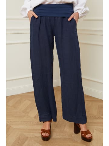 Fleur de Lin Leinen-Hose "Astrid" in Dunkelblau