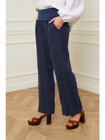Fleur de Lin Leinen-Hose "Astrid" in Dunkelblau
