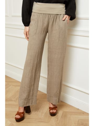 Joséfine Leinen-Hose "Astrid" in Taupe