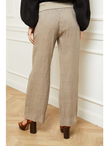 Joséfine Leinen-Hose "Astrid" in Taupe