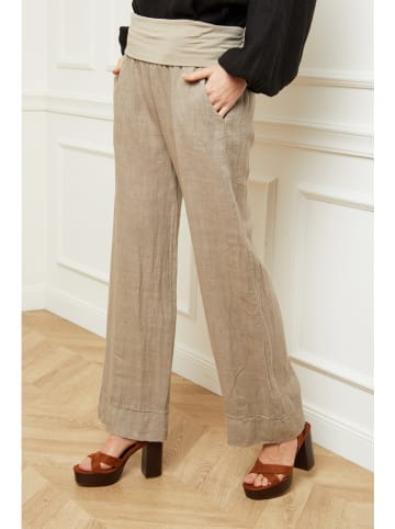 Joséfine Leinen-Hose "Astrid" in Taupe