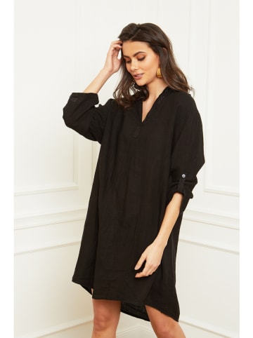 Fleur de Lin Leinen-Kleid "Basta" in Schwarz