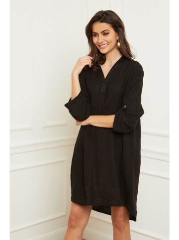 Fleur de Lin Leinen-Kleid "Basta" in Schwarz