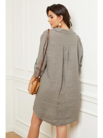 Fleur de Lin Leinen-Kleid "Basta" in Taupe