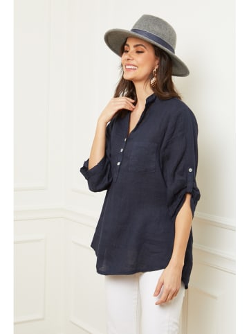 Fleur de Lin Linnen blouse "Bjorg" donkerblauw