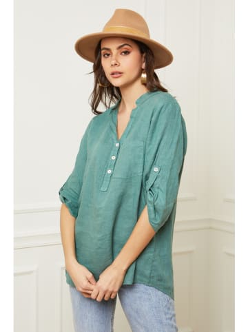 La Compagnie Du Lin Linnen blouse "Bjorg" groen