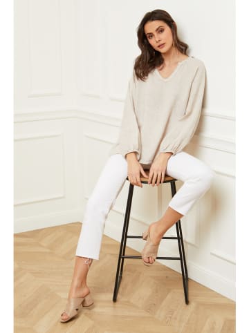 Joséfine Leinen-Bluse "Celiane" in Beige