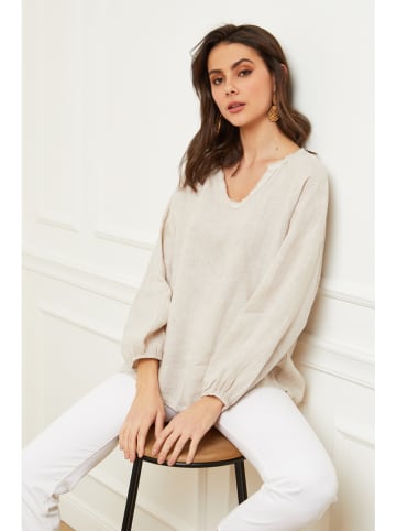 Joséfine Leinen-Bluse "Celiane" in Beige