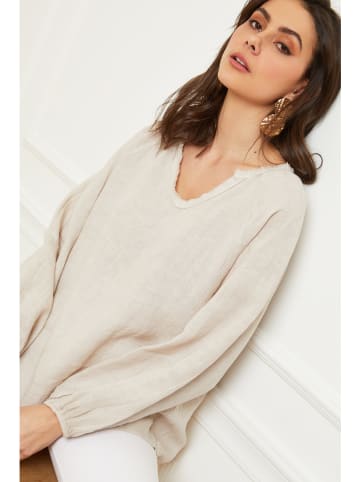Fleur de Lin Leinen-Bluse "Celiane" in Beige