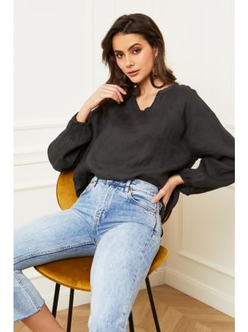 Joséfine Linnen blouse "Celiane" antraciet