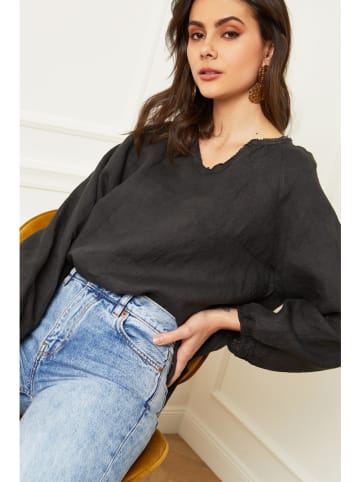 Joséfine Linnen blouse "Celiane" antraciet