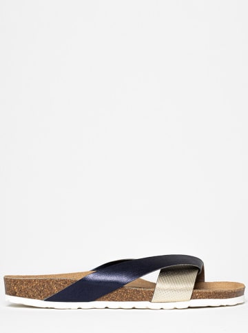 BAYTON Slippers "Mildura" goudkleurig/donkerblauw