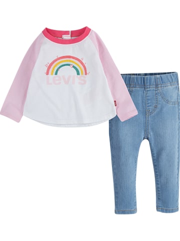 Levi's Kids 2-częściowy zestaw w kolorze błękitno-biało-jasnoróżowym