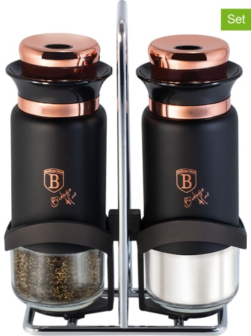 Berlinger Haus 3-delige zout- & peperstrooierset zwart/roségoudkleurig - 120 ml