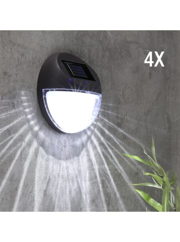 Garden Hero 4er-Set: LED-Solar-Wandleuchten in Schwarz - Ø 11 cm