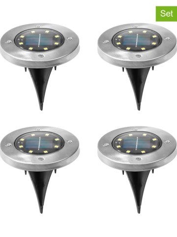 Profigarden 4er-Set: LED-Solar-Gartenstecker in Warmweiß - Ø 12 cm