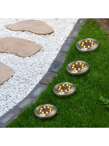Garden Hero 4er-Set: LED-Solar-Gartenstecker in Warmweiß - Ø 12 cm
