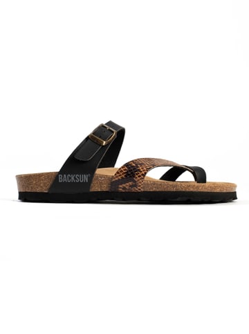 BACKSUN Teenslippers "Barcelone" zwart/bruin