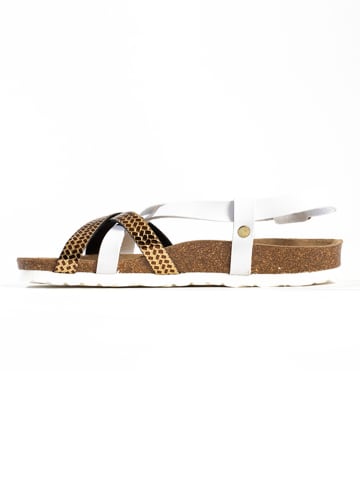 BACKSUN Haksandalen "Veracruz" wit/goudkleurig