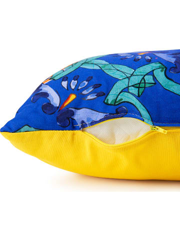 EXCELSA Kissen "Trinacria" in Blau/ Gelb - (L)50 x (B)40 cm