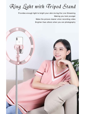 SmartCase LED-Smartphone-Stativ in Rosègold - (H)165 cm