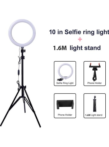SmartCase Lampa pierścieniowa LED w kolorze czarnym - wys. 160 cm