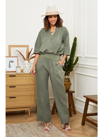 Le Monde du Lin Leinen-Hose "Valencia" in Khaki
