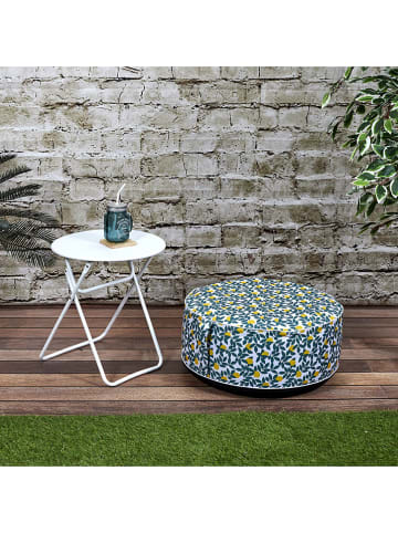 Garden Spirit Pouf "Gonflable" in Weiß/ Grün - (H)25 cm - Ø 55
