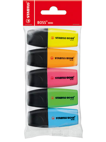 STABILO Textmarker "STABILO BOSS MINI" - 5er Pack - Gelb, Blau, Grün, Orange, Pink