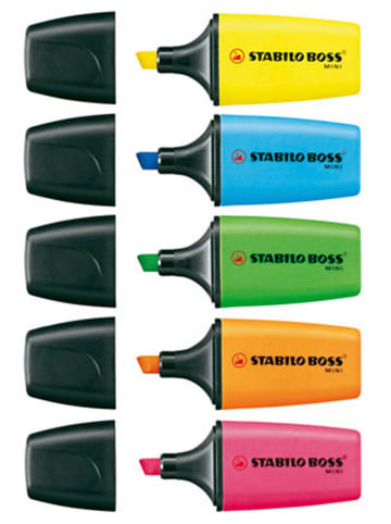 STABILO Textmarker "STABILO BOSS MINI" - 5er Pack - Gelb, Blau, Grün, Orange, Pink