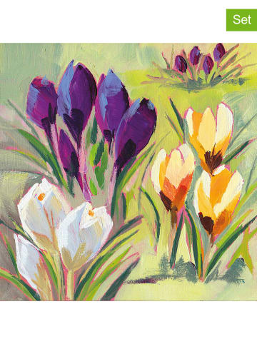 ppd 2-delige set: servetten "Crocus Musée" meerkleurig/groen - 2x 20 stuks