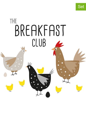 ppd 2-delige set: servetten "Breakfast Club" wit/bruin - 2 x 20 stuks
