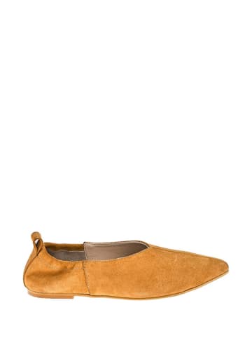 Lizza Shoes Skórzane baleriny w kolorze karmelowym