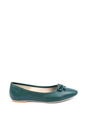 Lizza Shoes Leder-Ballerinas in Dunkelgrün