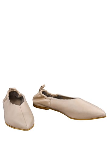 Lizza Shoes Skórzane baleriny w kolorze beżowym