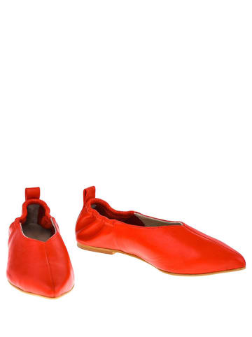 Lizza Shoes Skórzane baleriny w kolorze czerwonym