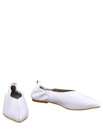 Lizza Shoes Skórzane baleriny w kolorze białym
