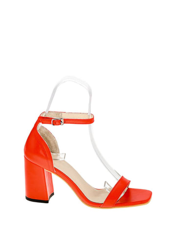 Lizza Shoes Skórzane sandały w kolorze czerwonym