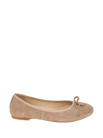 Lizza Shoes Skórzane baleriny w kolorze beżowym