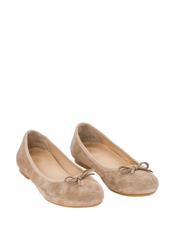 Lizza Shoes Skórzane baleriny w kolorze beżowym