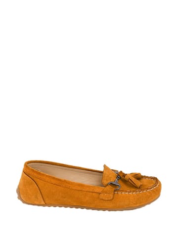 Lizza Shoes Skórzane mokasyny w kolorze karmelowym